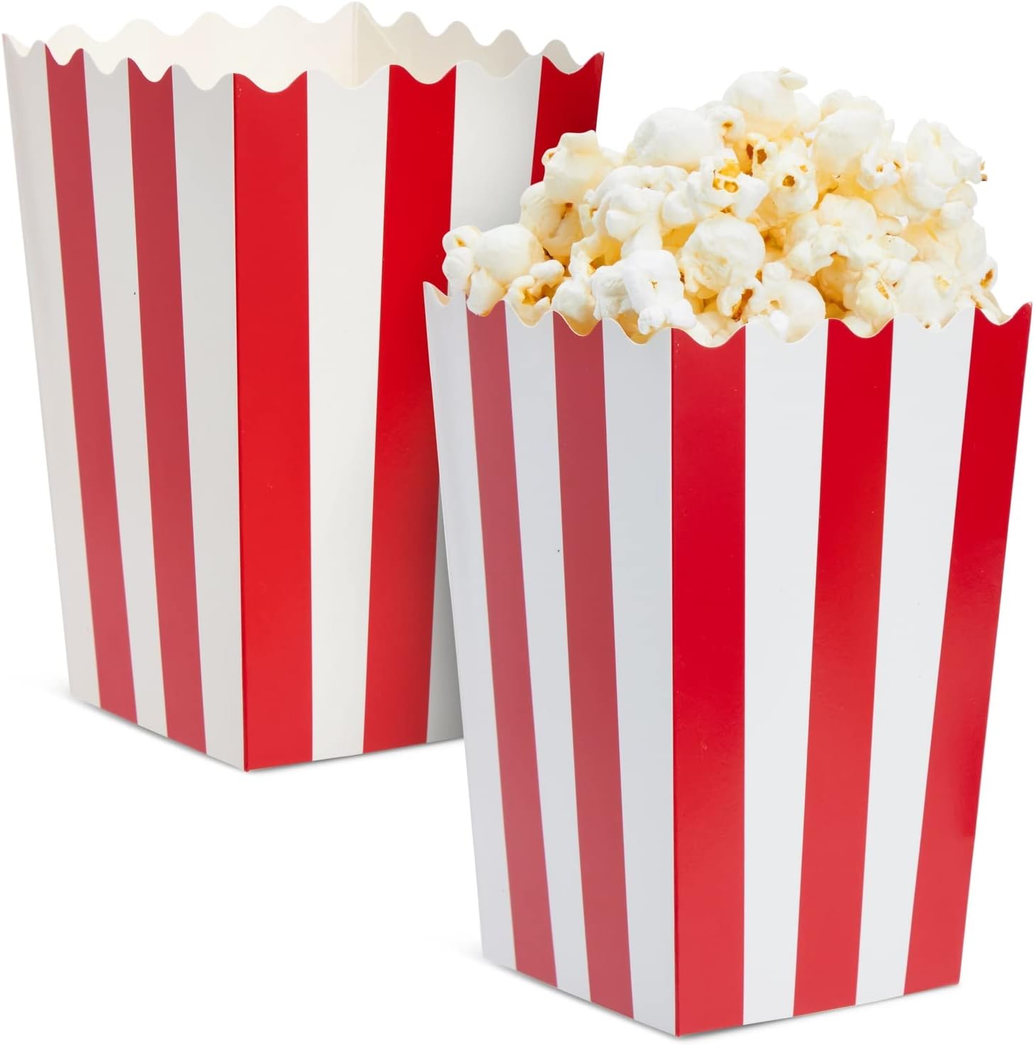 BLUE PANDA Mini Popcorn Boxes - 100-Pack, 3.3 x 5.6-Inch, 20 Oz, Red & White Stripes - Bulk Popcorn Containers for Carnival Party Supply