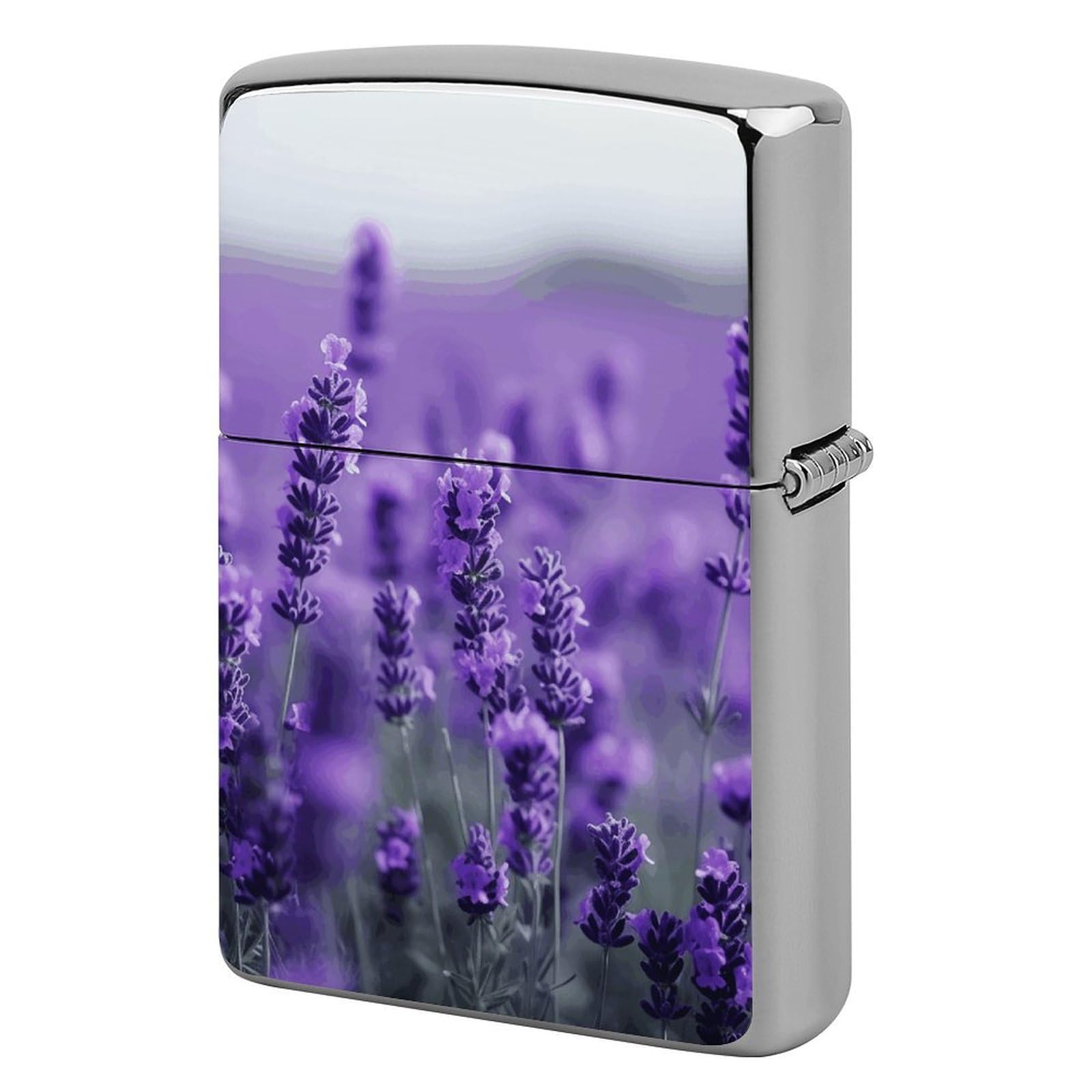Purple Lavender Lighter Case Cover Vintage Metal Lighter Sleeve Reusable Lighter Protective Cover Decorative Lighter Holder Birthday Gifts for Men Women