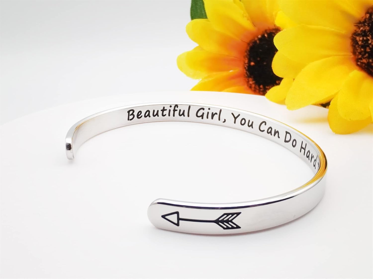 Dczosily Inspirational Bracelets for Women Stainless Steel Cuff Bracelet Engraved Jewelry Motivational Bangles Personalized Gifts for Best Friend/Mom - Image 3
