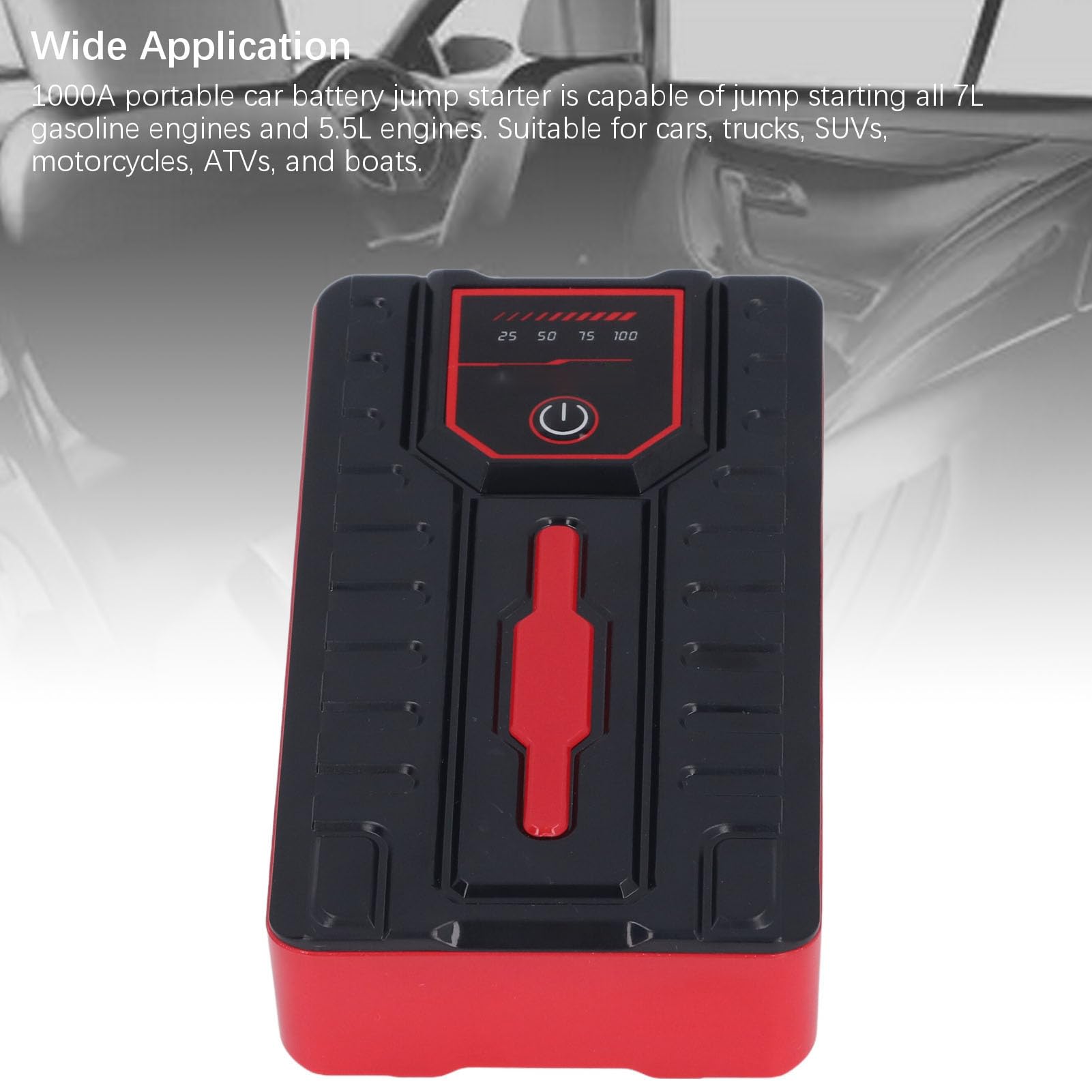 Démarreur de Batterie de Voiture Portable, Booster de Batterie de Voiture 20 000 MAh avec Affichage LED, Boîte de Secours d'urgence avec Lampe de Poche et Sortie USB pour jusqu'à