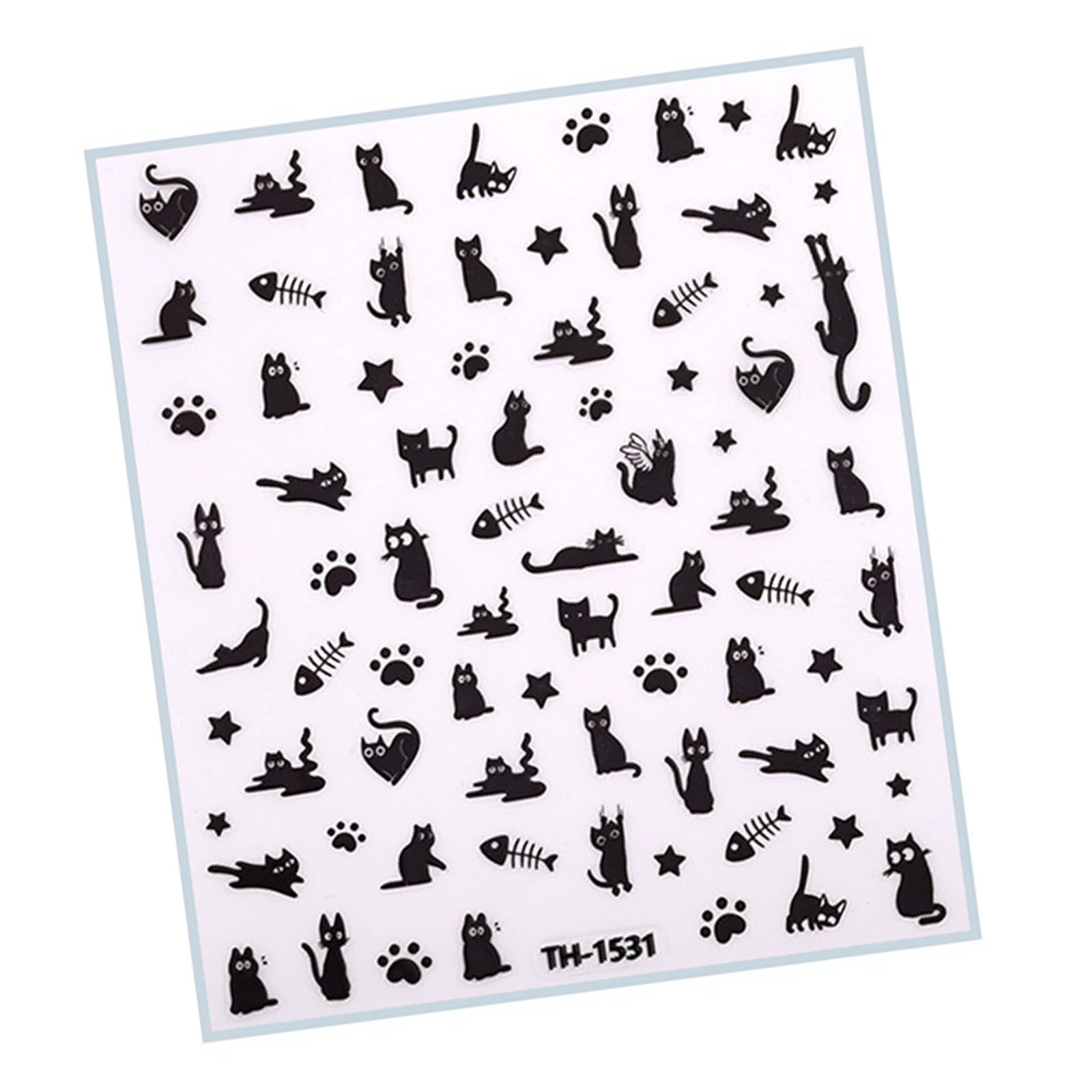 1Sheet 3D Adhesive French Tips Nails Art Stickers Decals Bowknot Nails Stickers Cats Paws Art Designs Decals Bows