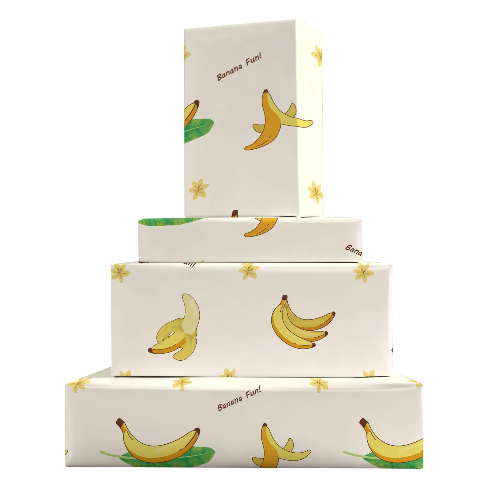 GleeWrap Banana Wrapping Paper, 4 Sheets Funny Banana Themed Gift Wrap for Birthday Parties, Holiday Gatherings, Gift Wrapping and DIY Craft, 50 x 70 cm