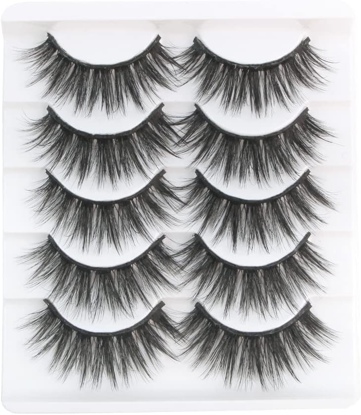 False Lashes Mink Natural Eyelashes 3D Mink Faux Mink Lashes Wispy Short Eyelashes Fluffy Lashes Natural Look 5 works Pack by Glowingwin