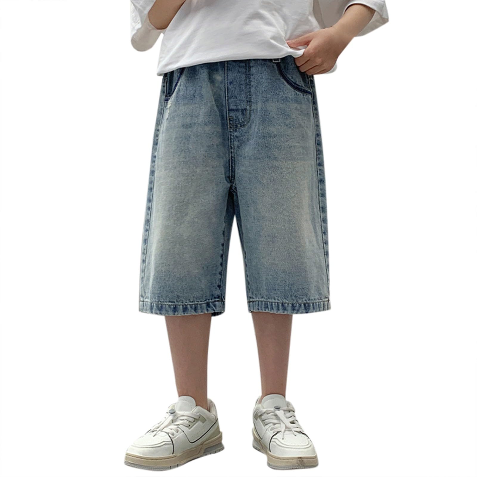Kids Boys Denim Shorts Pull On Cargo Shorts Kids Casual Summer Trousers
