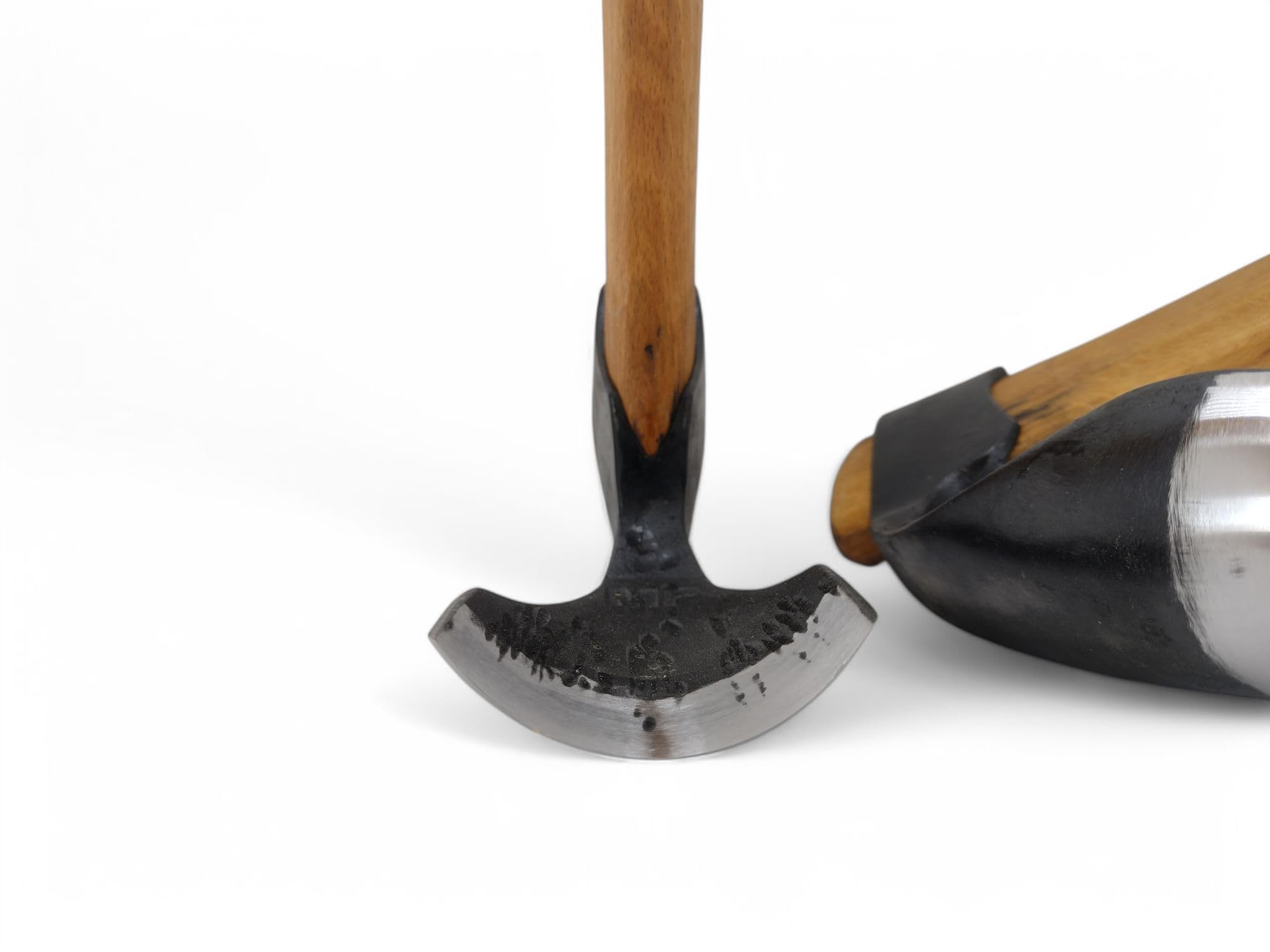 Set aus 2 Holzschnitz- und Holzarbeits-Schalen-Dechseln – Große & Kleine Gebogene Dechsel mit Außenfase