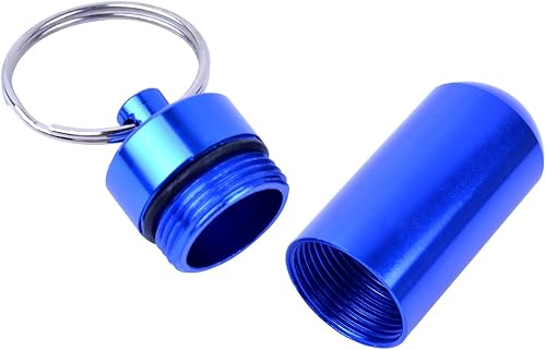 Miniatura 4 de 7 soportes para pastilleros, mini estuche portátil de aluminio impermeable con llavero para viajes, camping, senderismo, deportes al aire libre