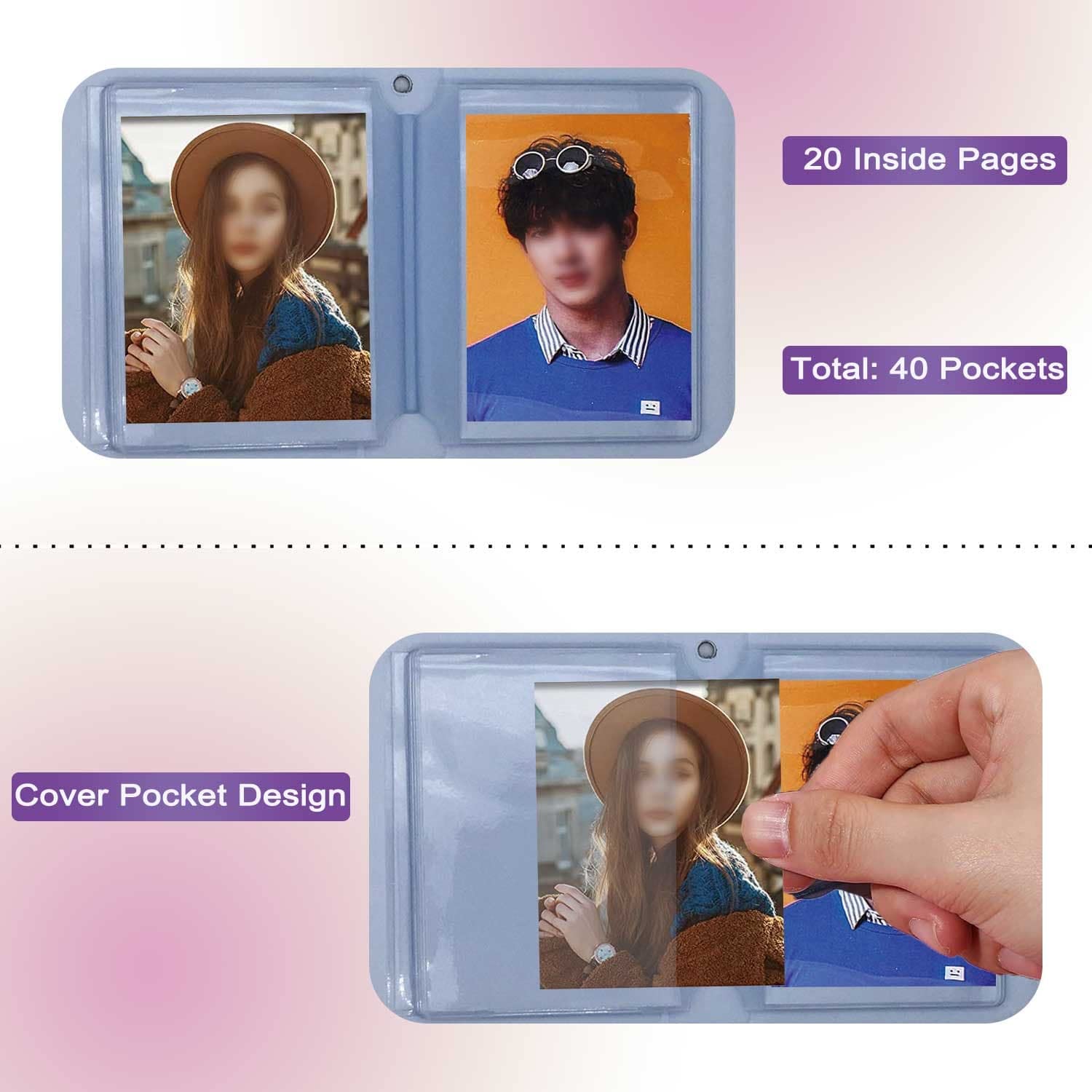 Amazon.com: 3 Inch Kpop Photocard Binder 40 Pockets Kpop Photocard