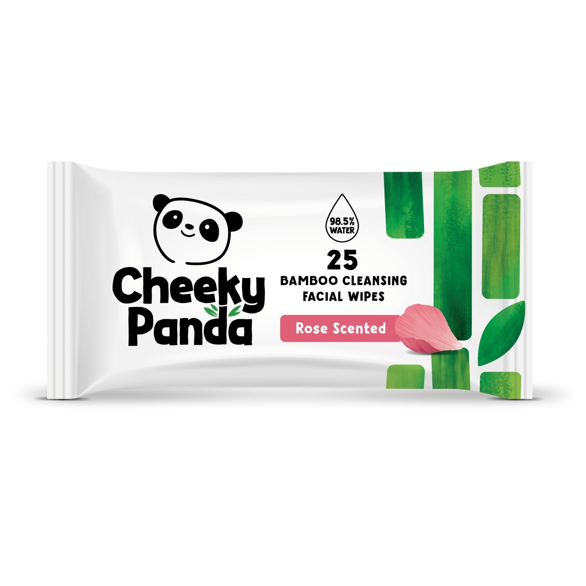 The Cheeky Panda Face Wipes | Rose Scented Biodegradable Makeup Remover Wipes | Pack of 25 Wet Wipes