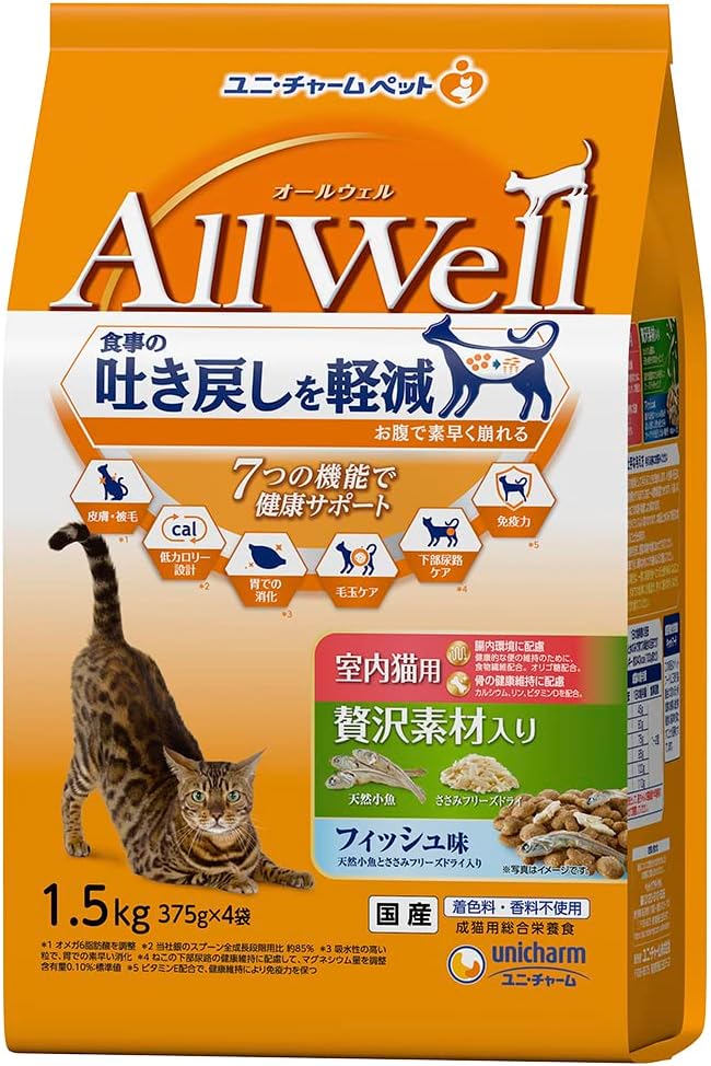 Amazon.co.jp Unicharm AllWell Dry Cat Food for Indoor Cats, Premium