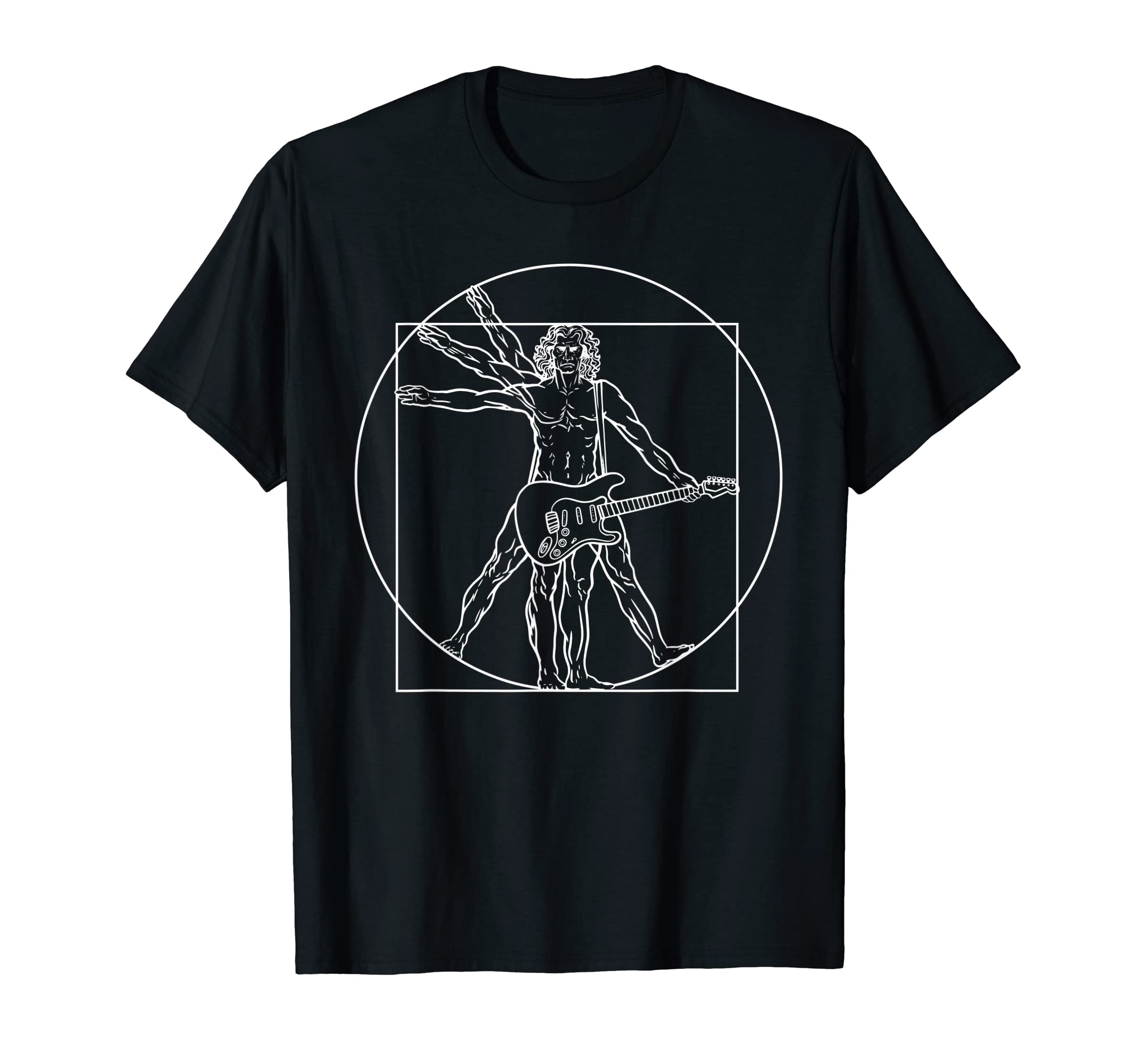 Vitruvian Man Guitar Rocker Da Vinci Guitarist T-Shirt