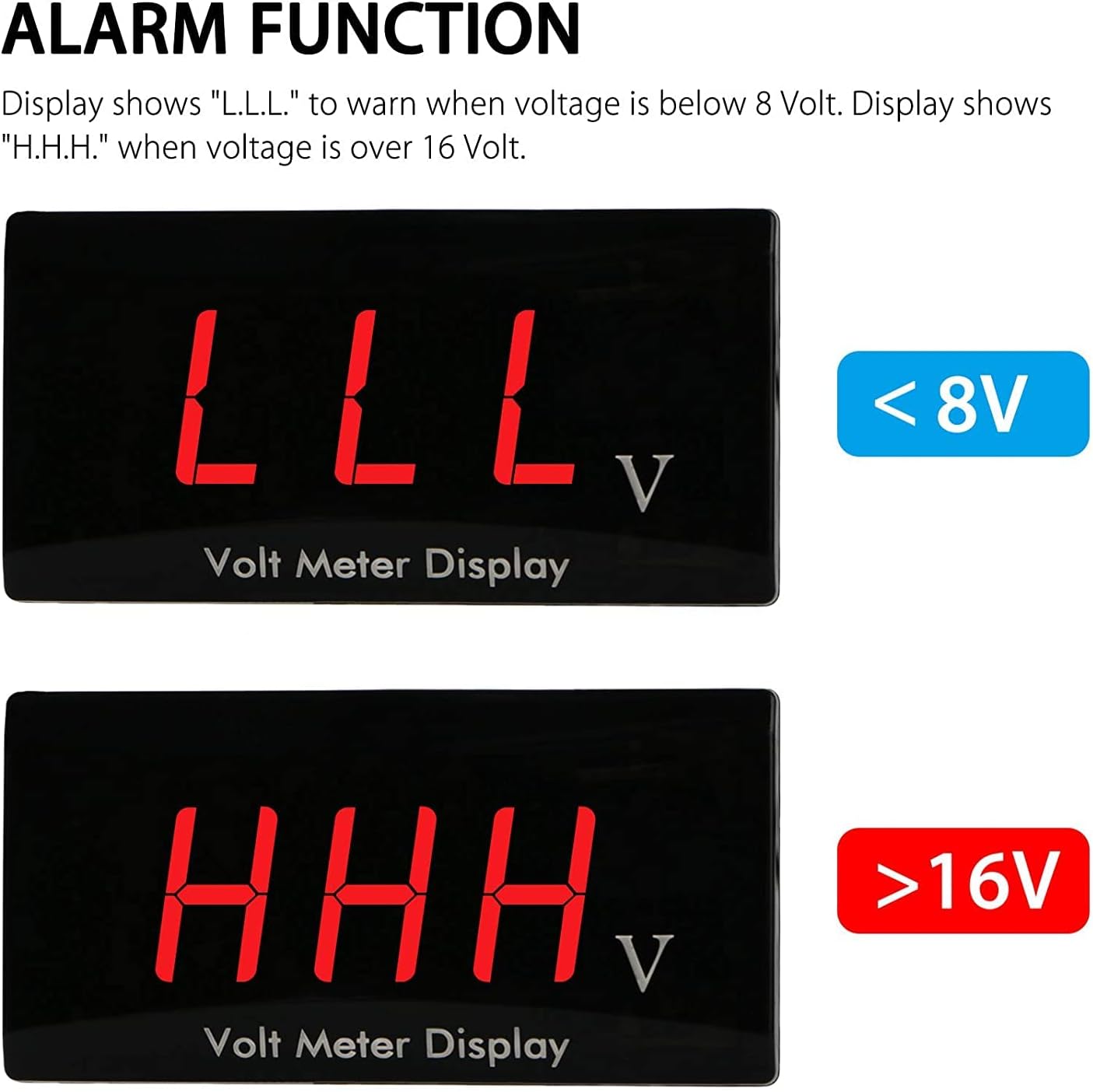 Car Digital Voltmeter Gauge DC 12V, Waterproof LED Digital Display Voltmeter for Car Motorcycle, Power Energy LED Volt Meter for Car Battery Voltage Monitor (Red) : Automotive