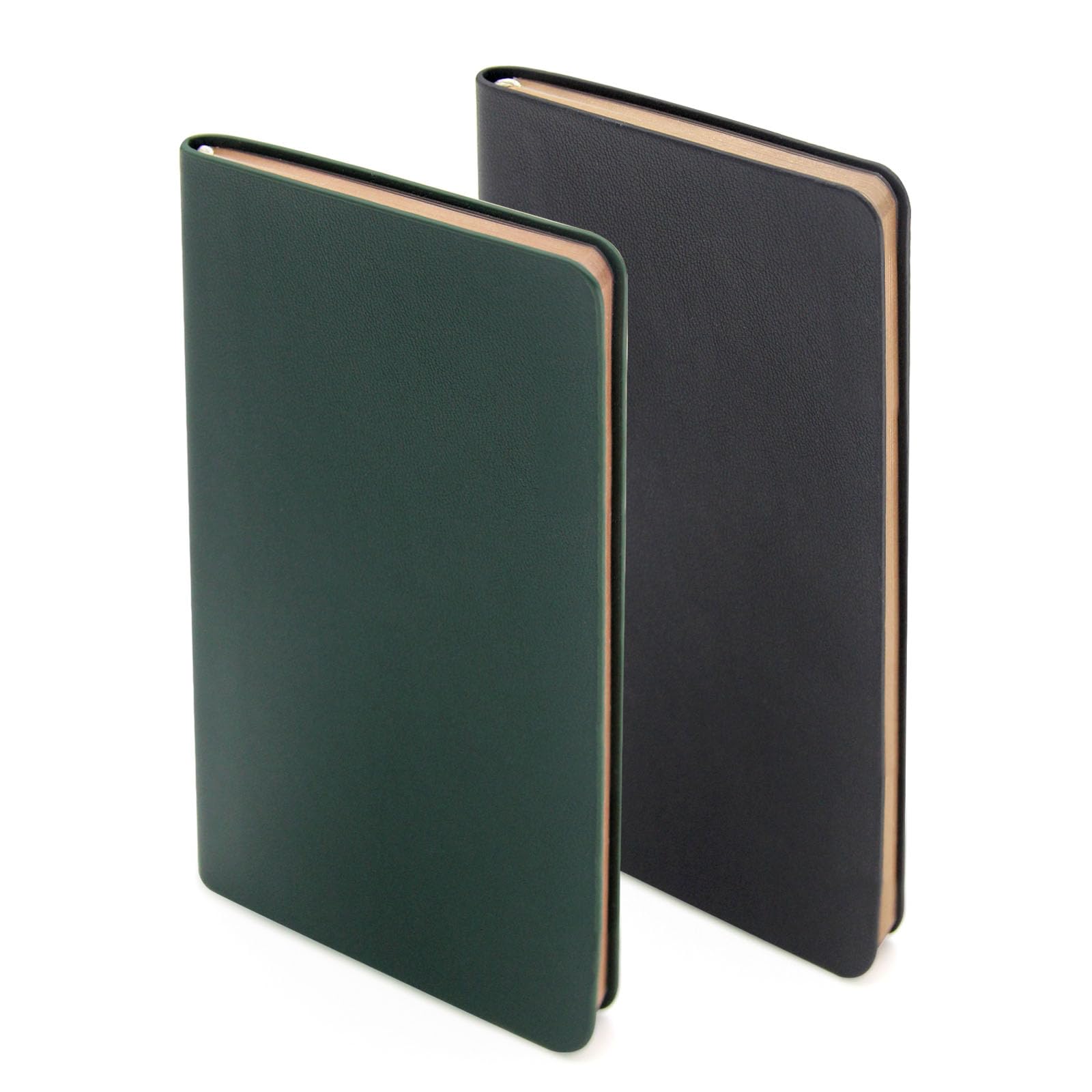 WETLOTE A6 Pocket Notebook, Softcover Journal, Lined & Squared, Pack of 2, 106 Pages, 55 GSM, for Office, School & Travel, 8 x 14 cm – Black + Dark Green