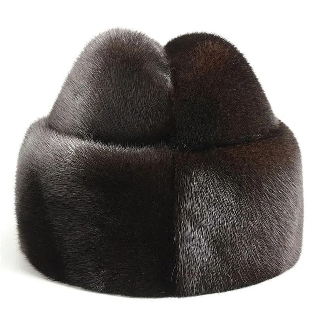 Gorro de invierno para hombre, de piel de visón, grueso y cálido, gorro de piel de invierno, gorro de regalo, gorro de calidad, Café 1, 59-61