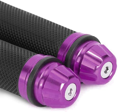 Miniatura 6 de Manillar de motocicleta de aleación de aluminio CNC de goma de manillar universal compatible con mango de bicicleta de 7/8 pulgadas (morado)