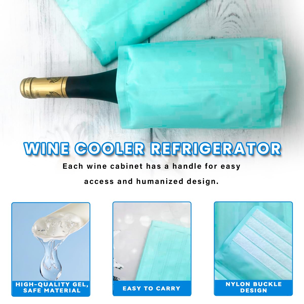 Active Wine Cooler, Freezer Sleeve, Cooler- Carrier, Quick Cooling, Cooling and Keeps Your Drink Cold Keep Cool and Chill Champagne Wine (2 Packs) — Amazon image 2