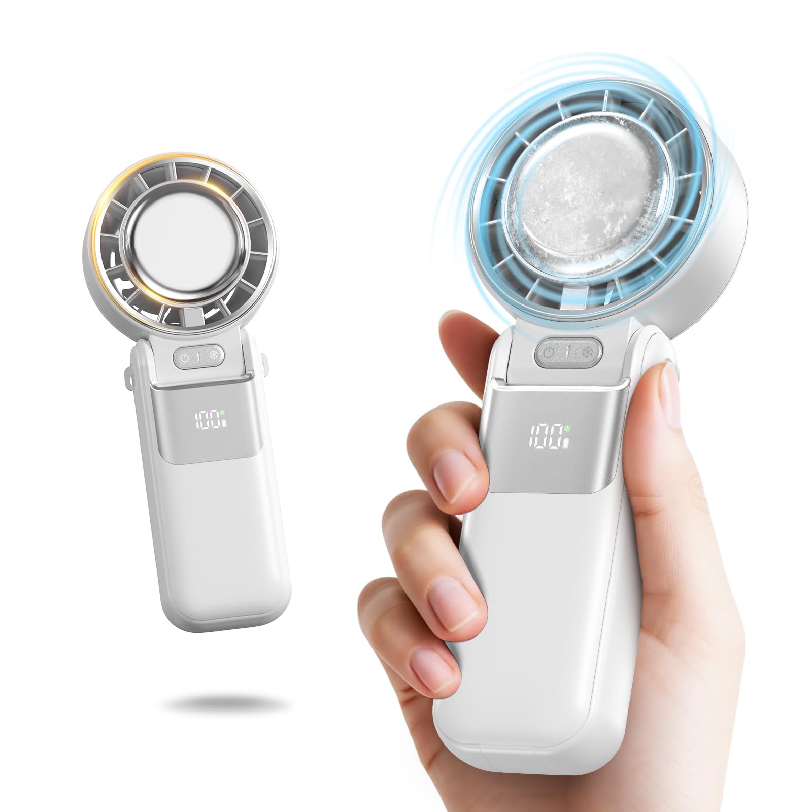Starpark ハンディファン 冷却プレート付き 携帯扇風機【2026新登场・2倍冷却面積・-25℃瞬時にひんやり】最大12時間連続 3WAY（手持ち/首掛け/卓上）強力 小型 ミニ 静音 大容量バッテリー 100段階風量調節 Type-C充電式 ストラップ付き 熱中症対策 暑さ対策 通勤通学/お祭り/作業/旅行/スポーツ/家事 父の日/誕生日 プレゼント (ミルキーホワイト)