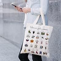 Vista 3 de Tuilia Gilmore - Bolsa de lona con letras del alfabeto para niñas, divertida, de algodón, reutilizable, bolsa de hombro, regalo para amigos