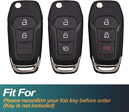 Miniatura 9 de FEYOUN Funda para llavero compatible con Ford Ranger Escape Expedition Explorer Fusion F-150 F-250 F-350 F-450 F-550 Flip 3 botones de TPU remoto