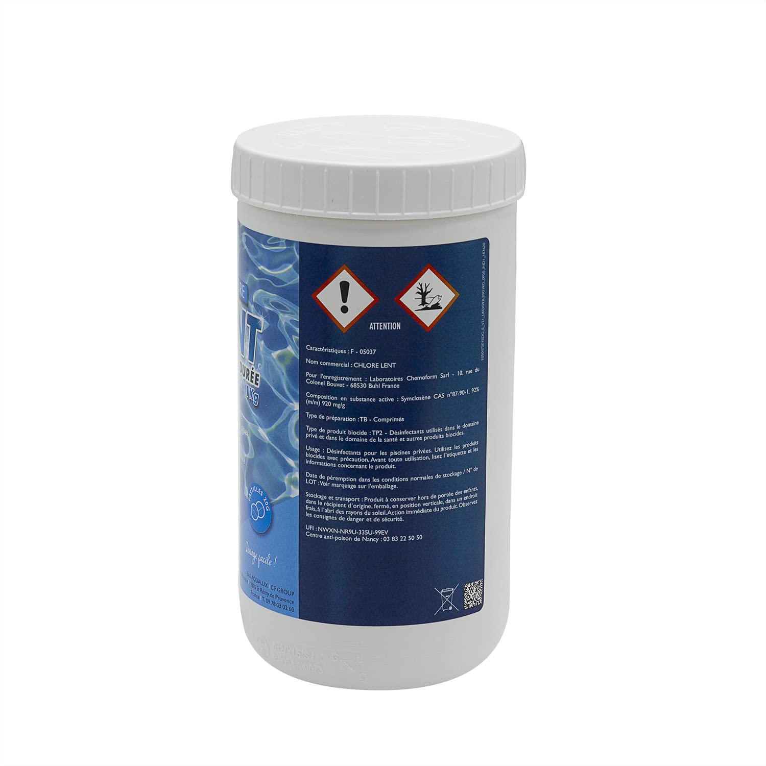 EDG by AQUALUX Chlore Lent Pastilles 20g - 1kg | Chlore Lent Stabilisé - Désinfection Régulière - Dissolution Lente + 10 Tests HPS OFFERTS 6 en 1