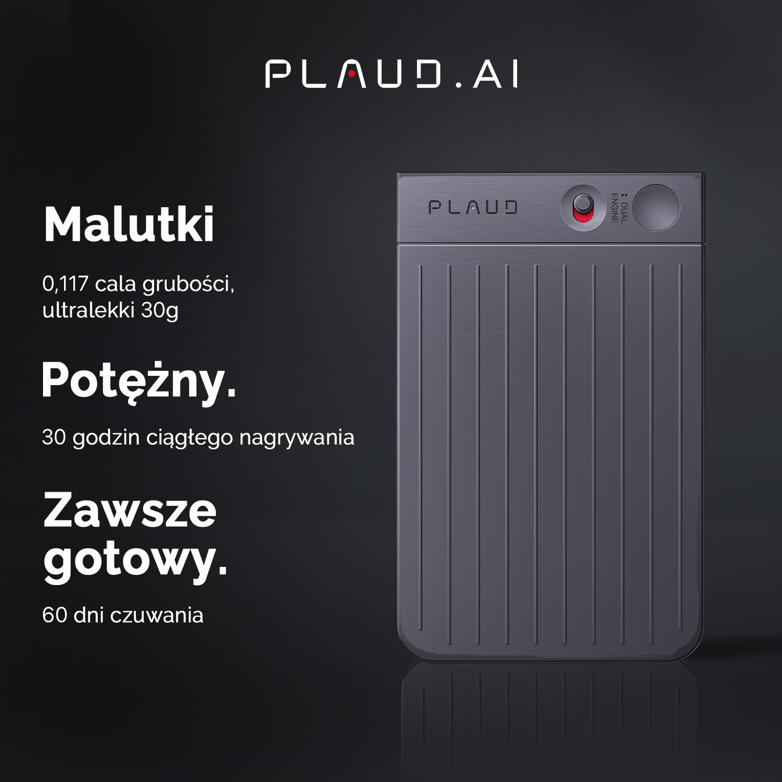 Plaud Note Dyktafon AI Transkrypcja i Podsumowanie Rozmów Spotkań | Dyktafon AI, Podsumowania AI, Inteligentne Podwójne Nagrywanie, 112 Języków, z Etui, do Spotkań, Połączeń, Wywiadów