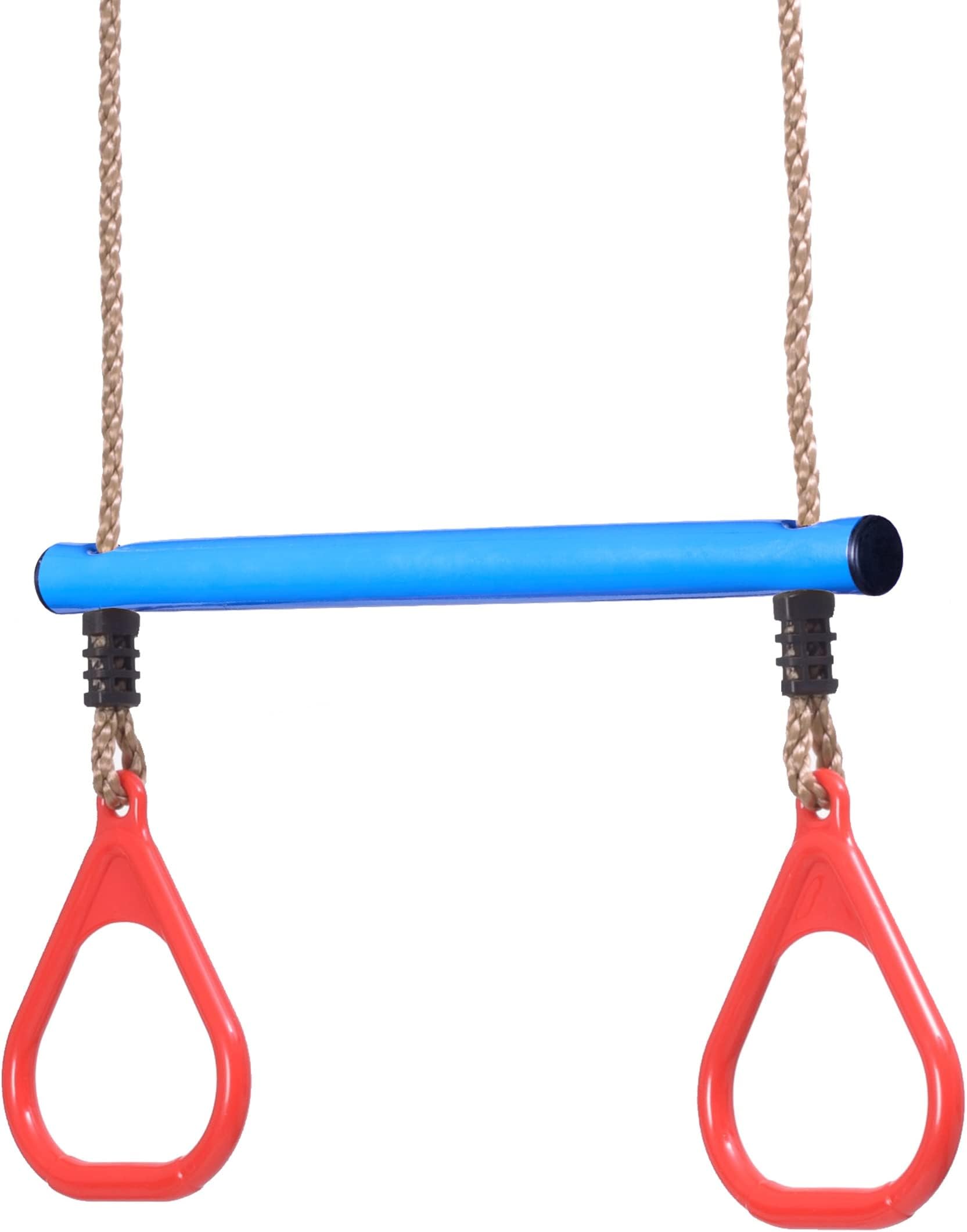 Ninja Slackline Monkey Bars Kit, 42'' Jungle Gym Obstacle Course for Kids and Adults + Climbing Rope, Warrior Training Obstacle Course Equipment, Slackline Gymnastic Bar, Tree Protector & Carry Bag