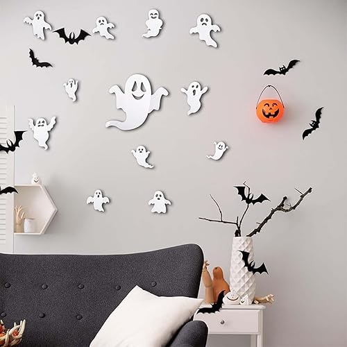 Miniatura 2 de Adhesivo 3D para ventana de fantasma, Halloween para ventanas de cristal, calcomanías de fantasma 3D de PVC para decoración del hogar de Halloween