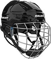 Bauer RE-AKT 55 Senior Hockey Helmet Combo with Cage - Adjustable Fit, Dual Density Foam Comfort