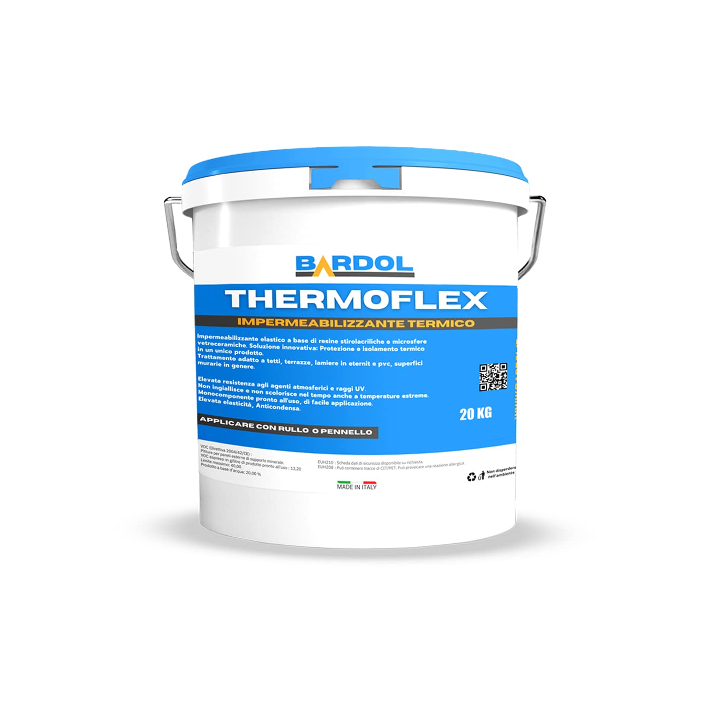 THERMOFLEX - GUAINA LIQUIDA TERMICA BIANCA (STANDARD/FIBRATA) 1-6-20 KG (STANDARD, 20 KG)
