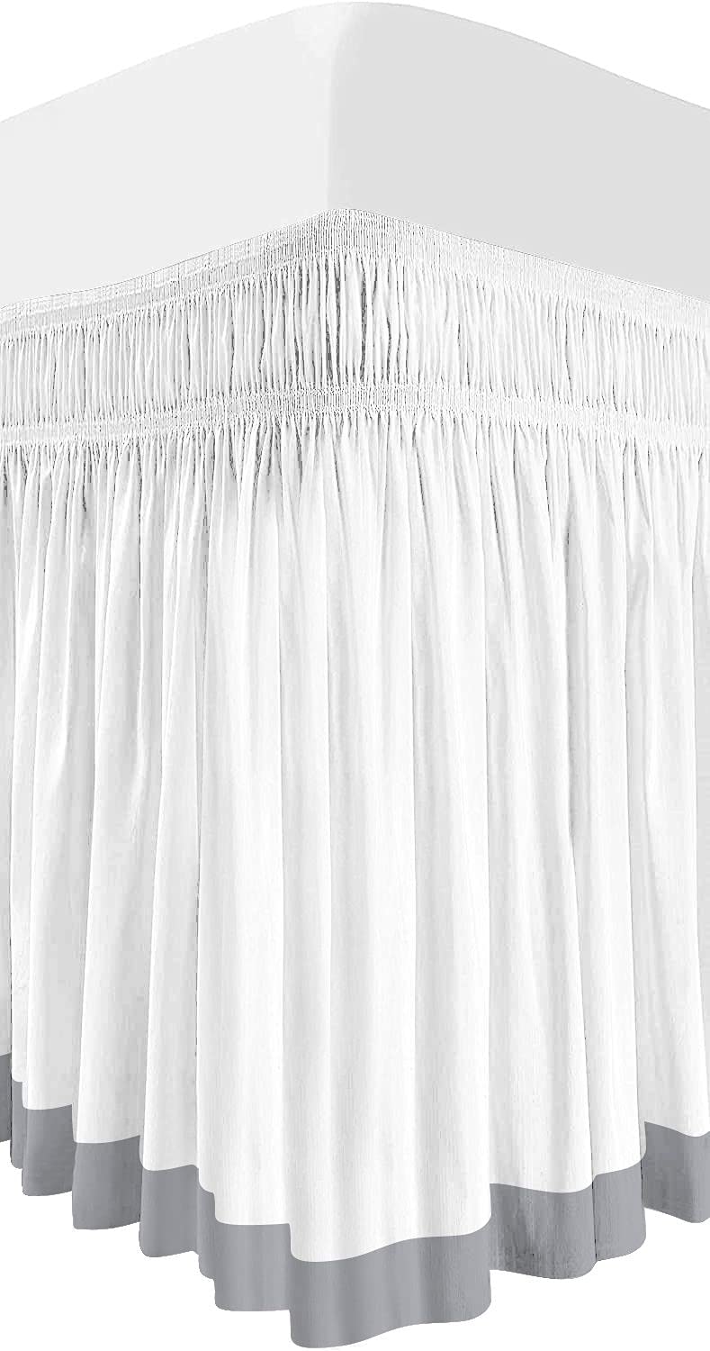 Tow Tone Wrap Around Dorm Room Bed Skirt with Three Side Coverage in Split Corner 1000 Thread Count