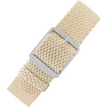 Perlon-Style Braided One Piece Watch Strap & Buckle in Beige