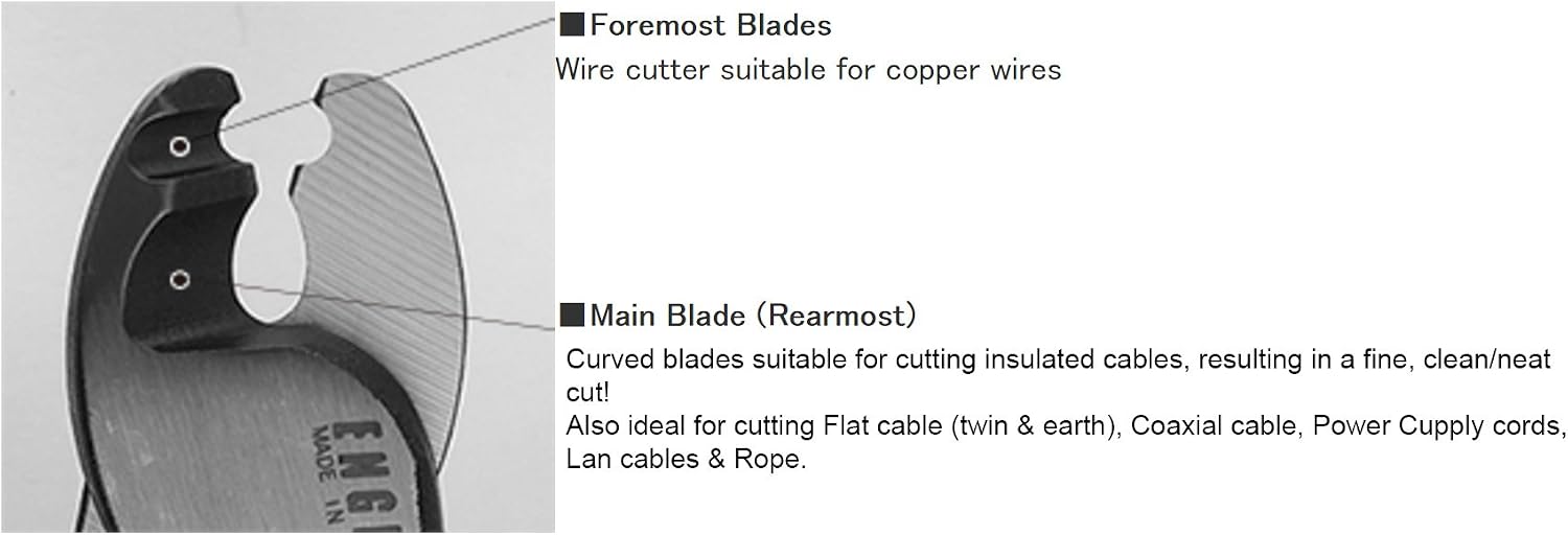 heavy duty cable shears/wire cutters (Larger Version) for clean cutting of thick electrical cable, coax & nylon rope etc. Made in Japan. ENGINEER pk-51