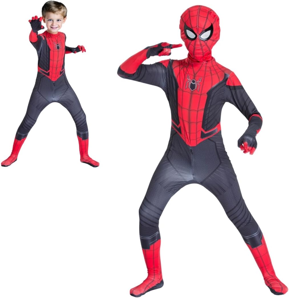Rebel by RenascenceKids Spider Man Costume Kids Mask Bodysuit Spiderman Super Hero Cosplay Costume Outfit (Medium), Blue Red