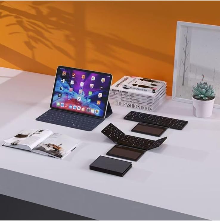 Katlanabilir Bluetooth Klavye + Touchpad Ultra Taşınabilir Type-C Şarj Siyah Tek Ebat