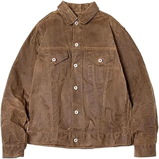 Mens Long Sleeve Canvas Jacket Vintage Waxed Cotton Windproof Work Office Spring Coat