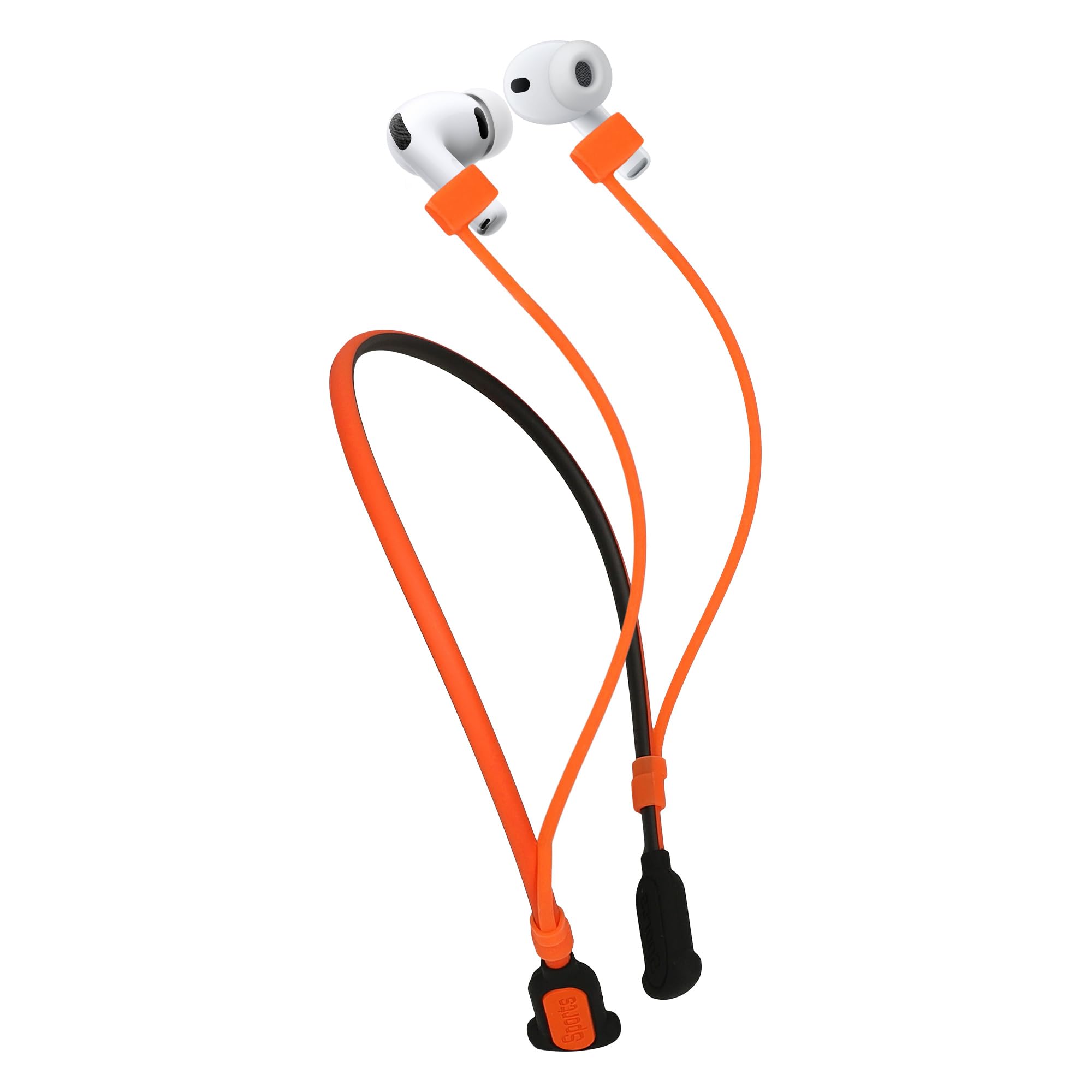 kwmobile silikonowa opaska do Apple Airpods 3/4 / Pro 1 / Pro 2 / Airpods Pro 3 uchwyt do joggingu - pasek na słuchawki douszne - akcesoria do słuchawek - czarno-pomarańczowy