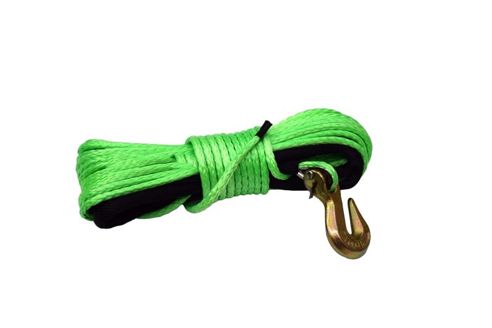 Winch Rope, Green 3/16"*50ft ATV Winch Line,12Plait Synthetic Rope Hook,Plasma Cable