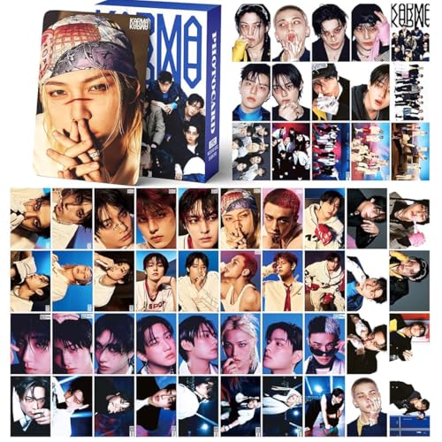Image of Fancyku K-pop Star Photo Cards Kit 55Pcs Stray Kids Collection Set with 72 Stickers for Fans, Glossy Durable Prints and Creative DIY Gift Idea for Scrapbooks Journals Decor Storage Display (Karma)