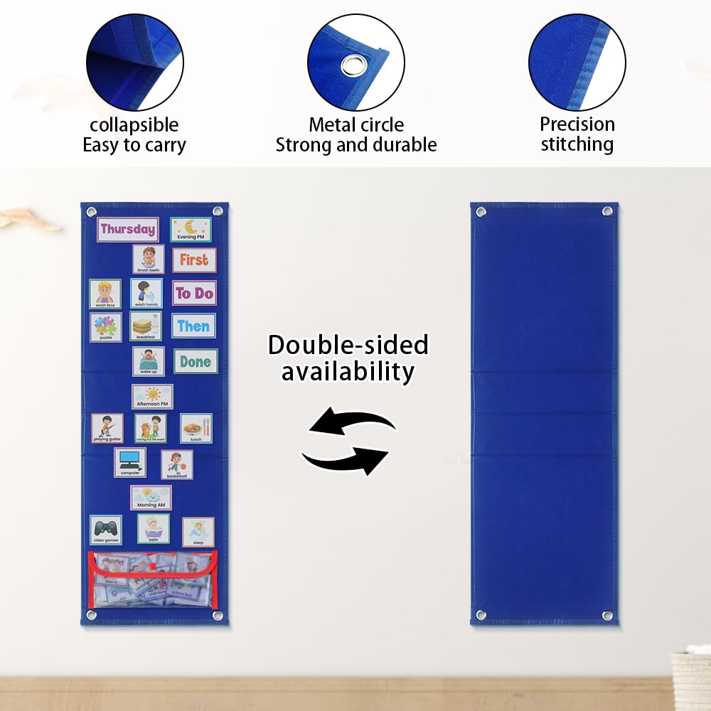 Visual Schedule for Kids Autism & ADHD - Daily Routine Chart with 107 PECS Cards, Now & Next Board for Home & Preschool Learning, Sensory-Friendly Magnetic Timetable for Behavior Management - Image 2