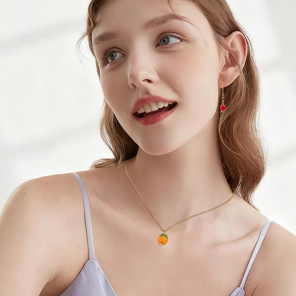 30Pcs Fruit Lampwork Charms 5 Styles Handmade Lampwork Fruit Pendants Charm with Brass Loops 3D Resin Orange Appless Strawberry Charms for Jewelry Making DIY Crafts - Image 6