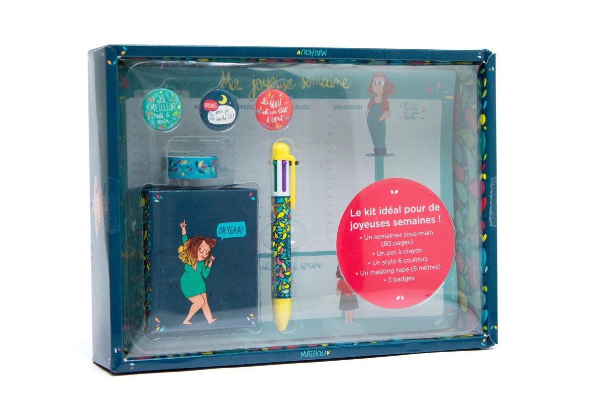 Le Kit idéal - Mes joyeuses semaines avec Mathou (Coffret): Contient : 1 semainier, 1 pot à crayons, 1 stylo 6 couleurs, 3 badges, 1 masking tape Misc. Supplies – Illustrated, 4 Oct. 2018