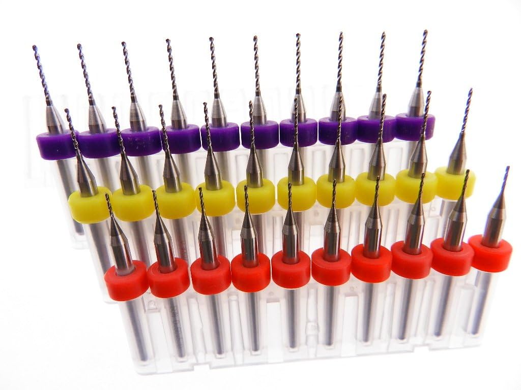 30pk Tungsten Carbide Micro Drill Bits 10 each .6mm .7mm .8mm 1/8" Shank for Modeling Watch Repair JEWELRY MAKING CRAFTS CNC FR4 Circuit Boards MODEL TRAINS