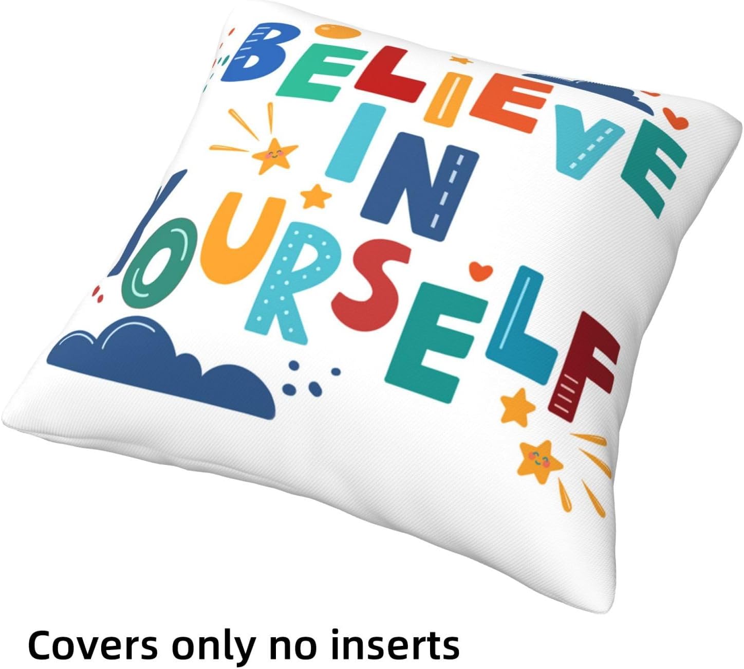 HOSTECCO Colorful Classroom Throw Pillow Covers 20x20 inch Set of 4 Inspirational Quotes Pillow Cases Positive Reading Decorative Cushion Covers for Kids Children