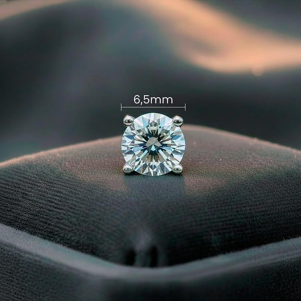 Joyería con brillante, minimalista y elegante con Moissanita certificada GRA. Plata de ley bañada en oro y rodio Calidad certificada Sostenible