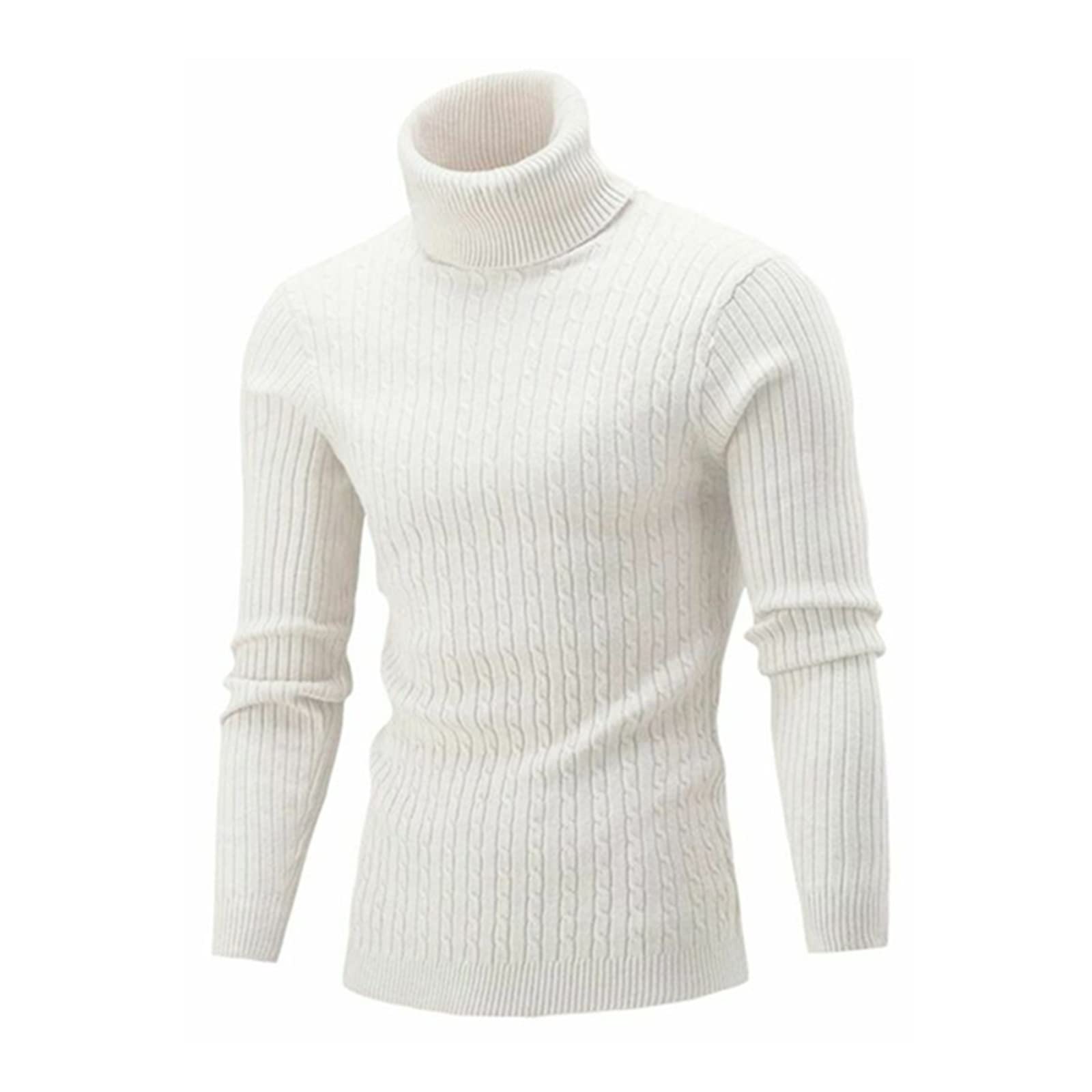 Zimowy ciepły golf sweter swobodny luz męski, ciepły dzianin sweter trzymaj ciepłe mężczyzn wełniany sweter z dzianiny (Color : Brown, Size : Medium (55-65KG))