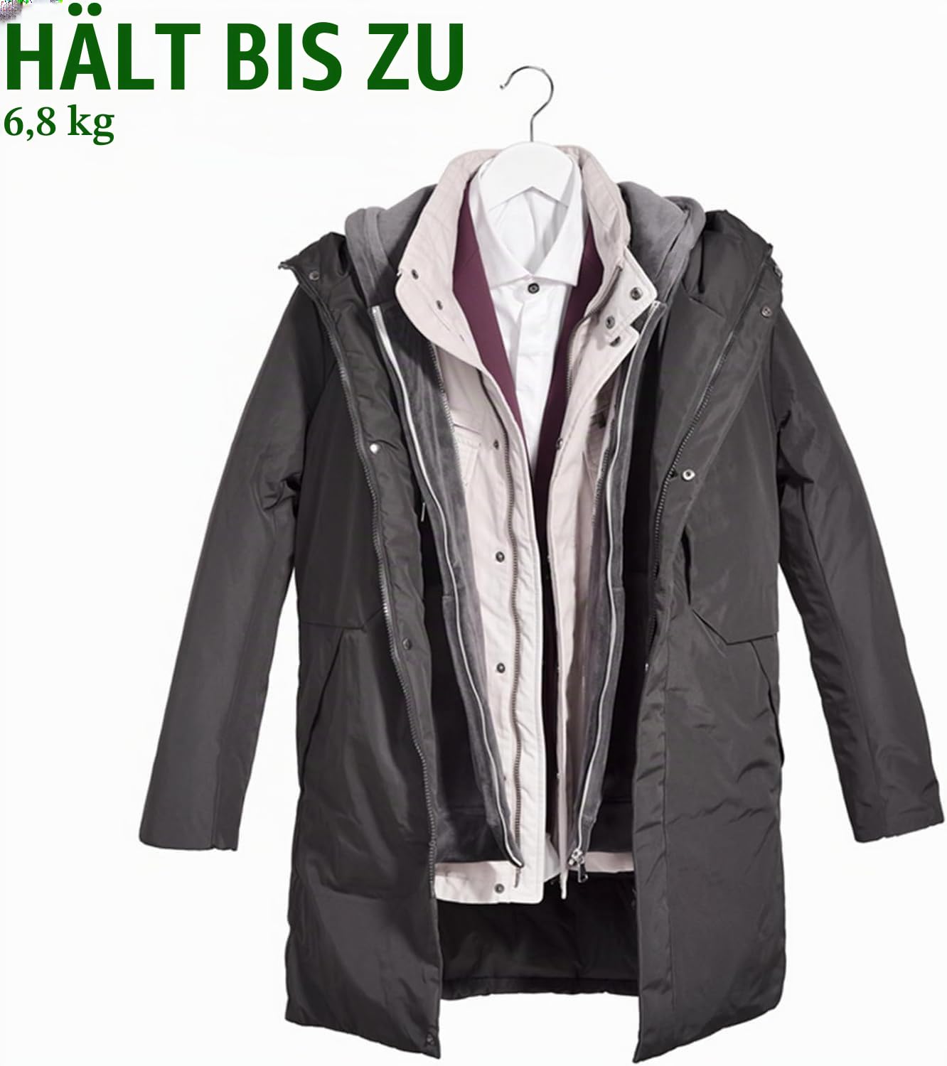 Amber Home 20 Stück 44,5cm Kleiderbügel aus Holz, Weiß | Rutschfest Stange für Hose, Aufhänger für T-Shirt, Hemd, Anzug, Mantel, Kleid, Trägertop