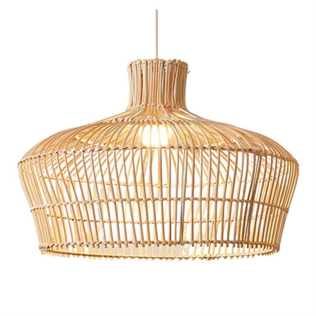 LYMSXAZOU 1-Piece Woven Rattan Chandelier Set, Height Adjustable Creative Lamp Shade Hollow Decoration Wicker Lantern Pendant Southeast Asian Style Restaurant Corridor Lighting E26