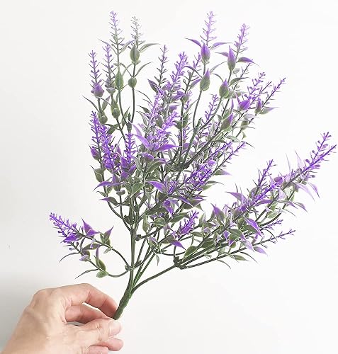 Miniatura 2 de homEdge Paleta artificial de lavanda, 6 paquetes de bouguet Aritificial resistente a los rayos UV para decoración