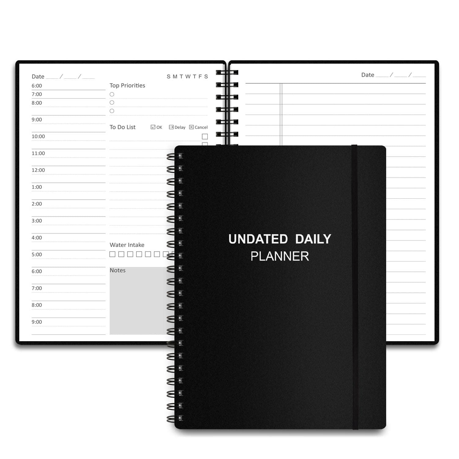 Tiankool Undated Daily Planner,Undated Planner with Hourly Schedules, Top Priorities Items and To Do List, Appointment Book for Time Management, 5.8 × 8.2 Inch