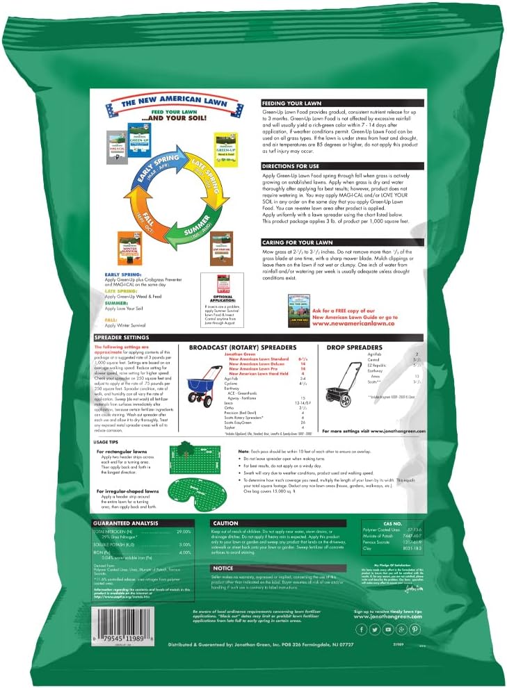 Jonathan Green (11989) Green-Up Lawn Food - 29-0-3 Grass Fertilizer (15,000 Sq. Ft.)