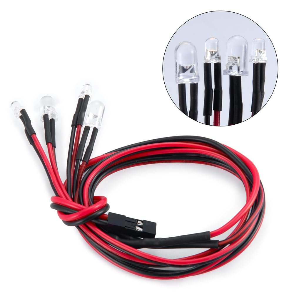 RCLIONS RC Car LED Headlights Taillight Front Rear Lamp White&Red Light Kit for 1/10 Drag Slash C10 Upgrades Parts